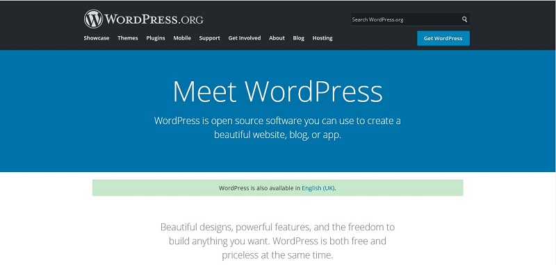 WordPress.org welcome page